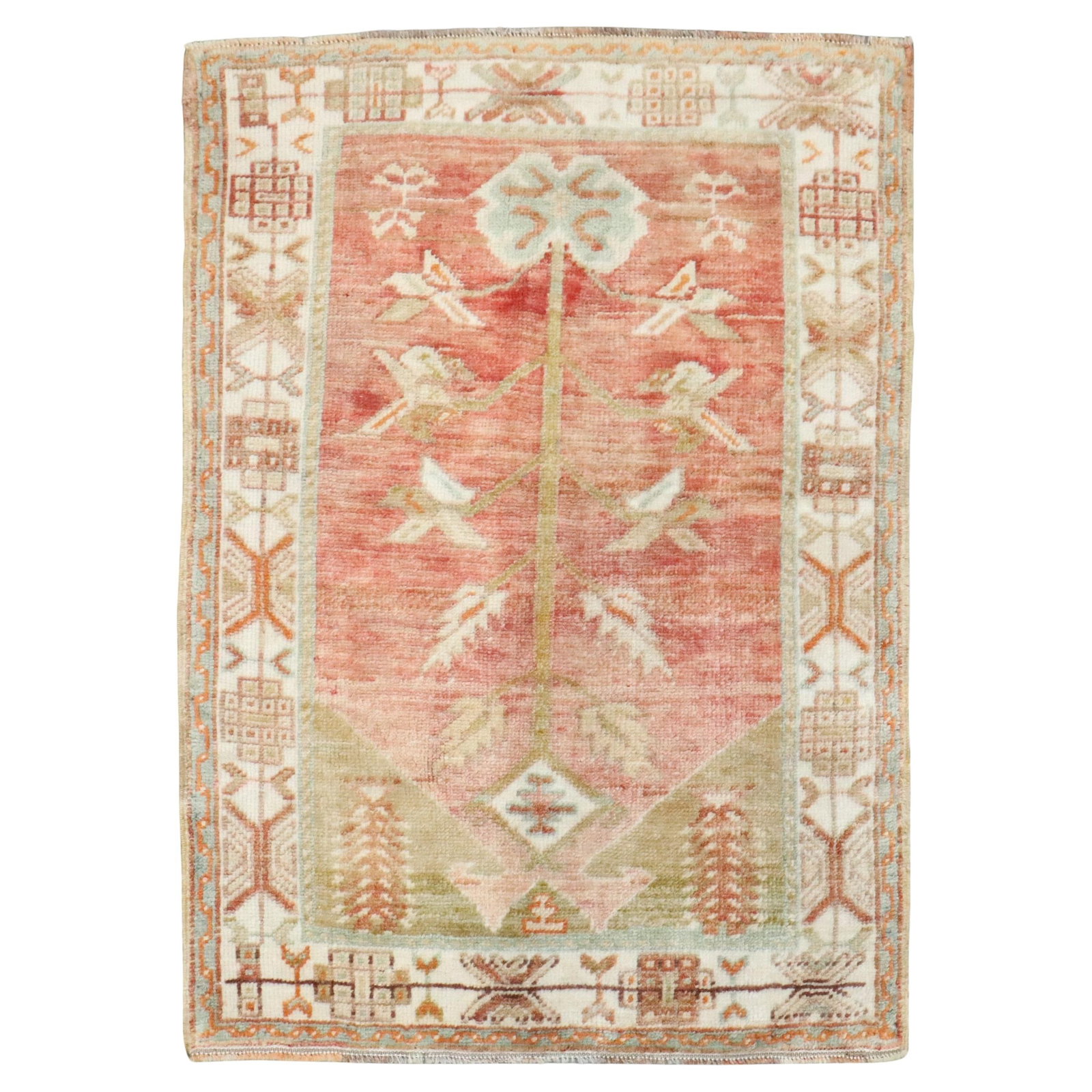 Antique Turkish Agra Small Rug 30 x 40 Hand-Woven Wool 1930s (1 of 6)