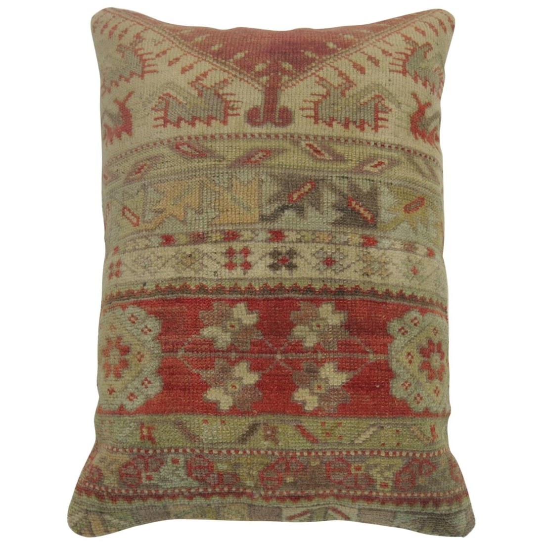 Vintage Oushak Turkish Sivas Rug Pillow 15 x 22: Vintage Oushak Turkish Sivas Rug Pillow 15 x 22 Enhance your living space with this exquisite Antique Turkish Sivas Rug Pillow, crafted from a genuine Turkish Sivas rug. This decorative pillow feature
