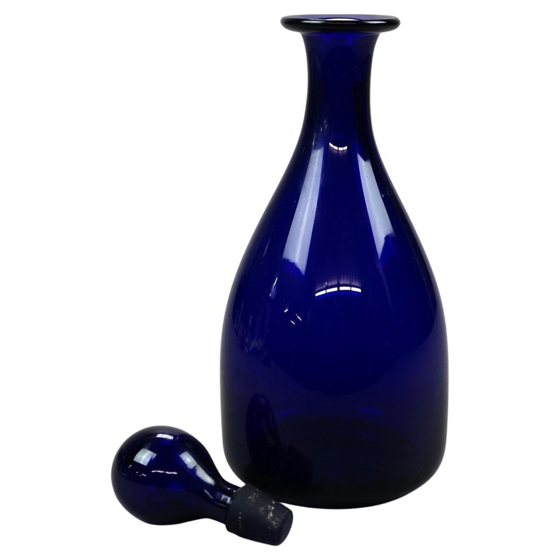 Signed Thomas Webb Cobalt Blue Art Glass Decanter circa 1920 (1 of 9)