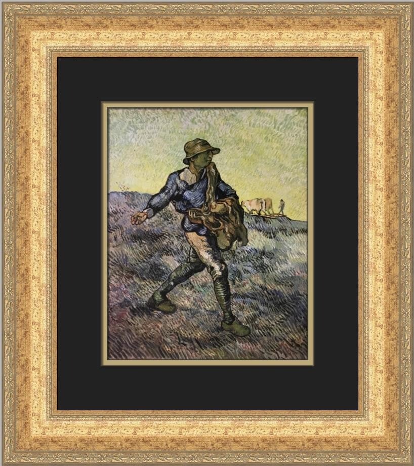 Vincent Van Gogh The Sower Custom Framed Offset Lithograph Art Print (1 of 2)