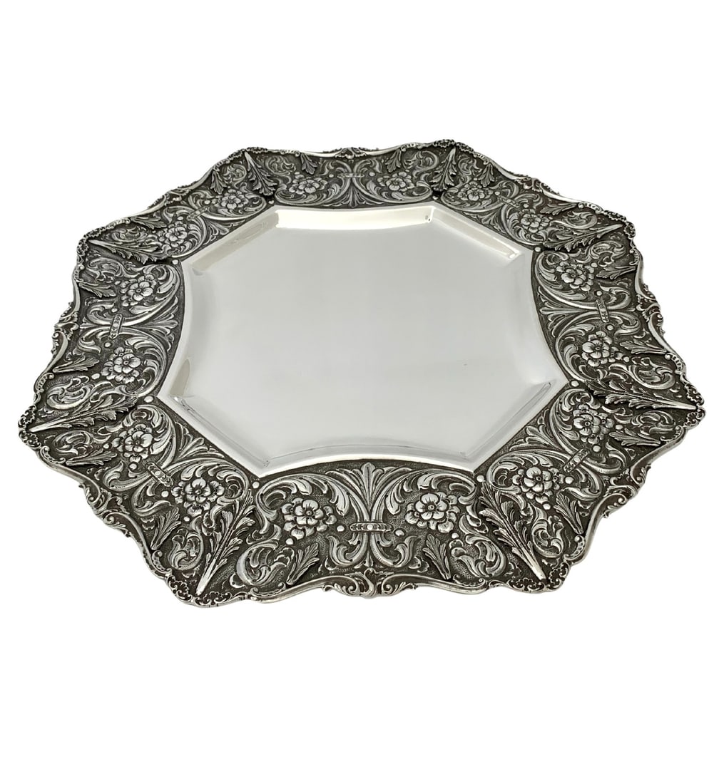 Italian 925 Sterling Silver Handmade Hexagon Tray with Floral Design (1 of 4)