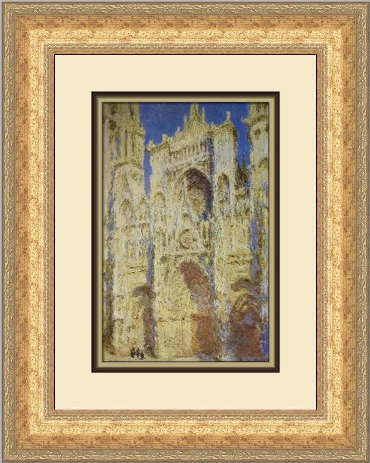 Claude Monet Rouen Cathedral West Facade Custom Framed Print 1986: Claude Monet Rouen Cathedral West Facade Custom Framed Print 1986 This stunning custom framed print features Claude Monet's iconic artwork, "Rouen Cathedral West Facade in Sunlight." Measuring 19 in.