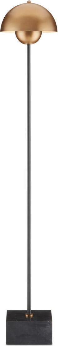 La Rue Contemporary Brass Floor Lamp with Marble Base: La Rue Contemporary Brass Floor Lamp with Marble Base Illuminate your space with the La Rue Brass Floor Lamp, a stunning blend of contemporary design and vintage charm. Standing at 58 inches tall, thi