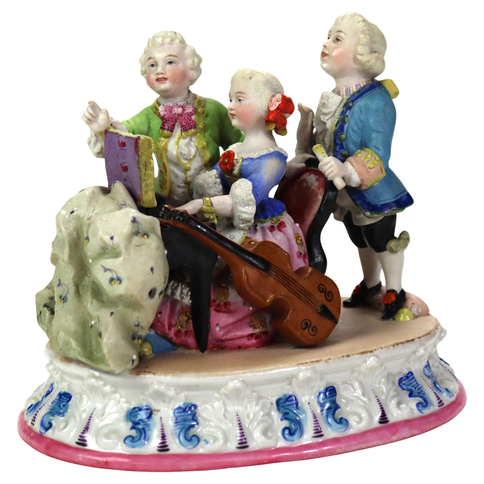 Antique C1890 Hand Painted Porcelain Musical Ensemble Figurine (1 of 8)