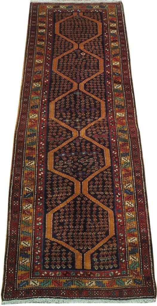 Handcrafted 4' x 11' Brown Herati Persian Runner Rug (1 of 6)