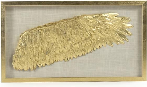 Zentique Classic Gold Finish Wing Art Framed Pouf 19.75H 35.50W: Zentique Classic Gold Finish Wing Art Framed Pouf 19.75H 35.50W Introducing a stunning Classic Gold Finish Wing Art piece, perfect for enhancing your interior decor. This exquisite item showcases a vi