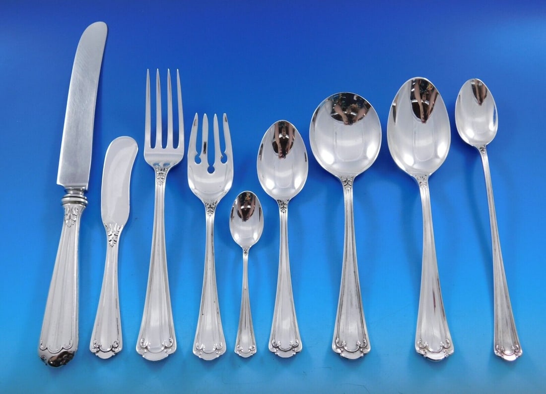 Rare Stuart by Whiting Sterling Silver Flatware Set 116 pcs for 12 Services (1 of 11)