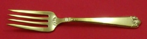 Tuttle Lamerie Vermeil Sterling Silver Salad Fork 6 5/8": Tuttle Lamerie Vermeil Sterling Silver Salad Fork 6 5/8" This exquisite salad fork is crafted from sterling silver by Tuttle, featuring the elegant Lamerie Vermeil (gold) pattern. Measuring 6 5/8 inch