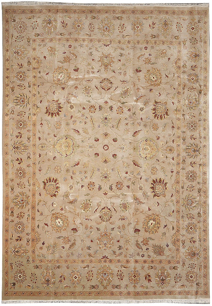 9x12 Hand-Knotted Wool Silk Area Rug Soft Sage Green Tabriz (1 of 12)