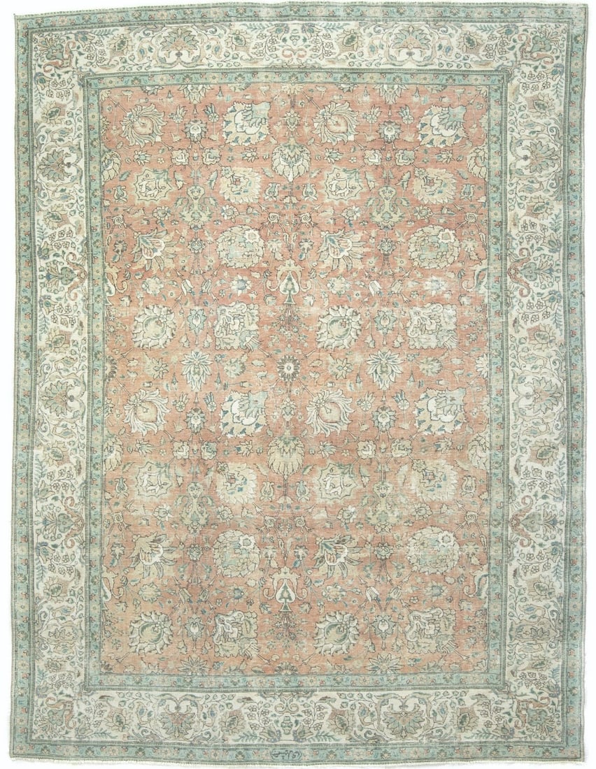 Hand-Knotted Vintage Wool Area Rug with Muted Floral Pattern 9'5 x 12'7 (1 of 18)