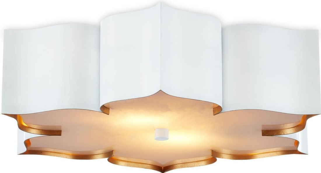 Currey Grand Lotus Flush Mount Light Contemporary Gold Marble Finish: Currey Grand Lotus Flush Mount Light Contemporary Gold Marble Finish Illuminate your space with the Luxurious Grand Lotus Flush Mount Lighting, designed to bring a touch of elegance to any room. This