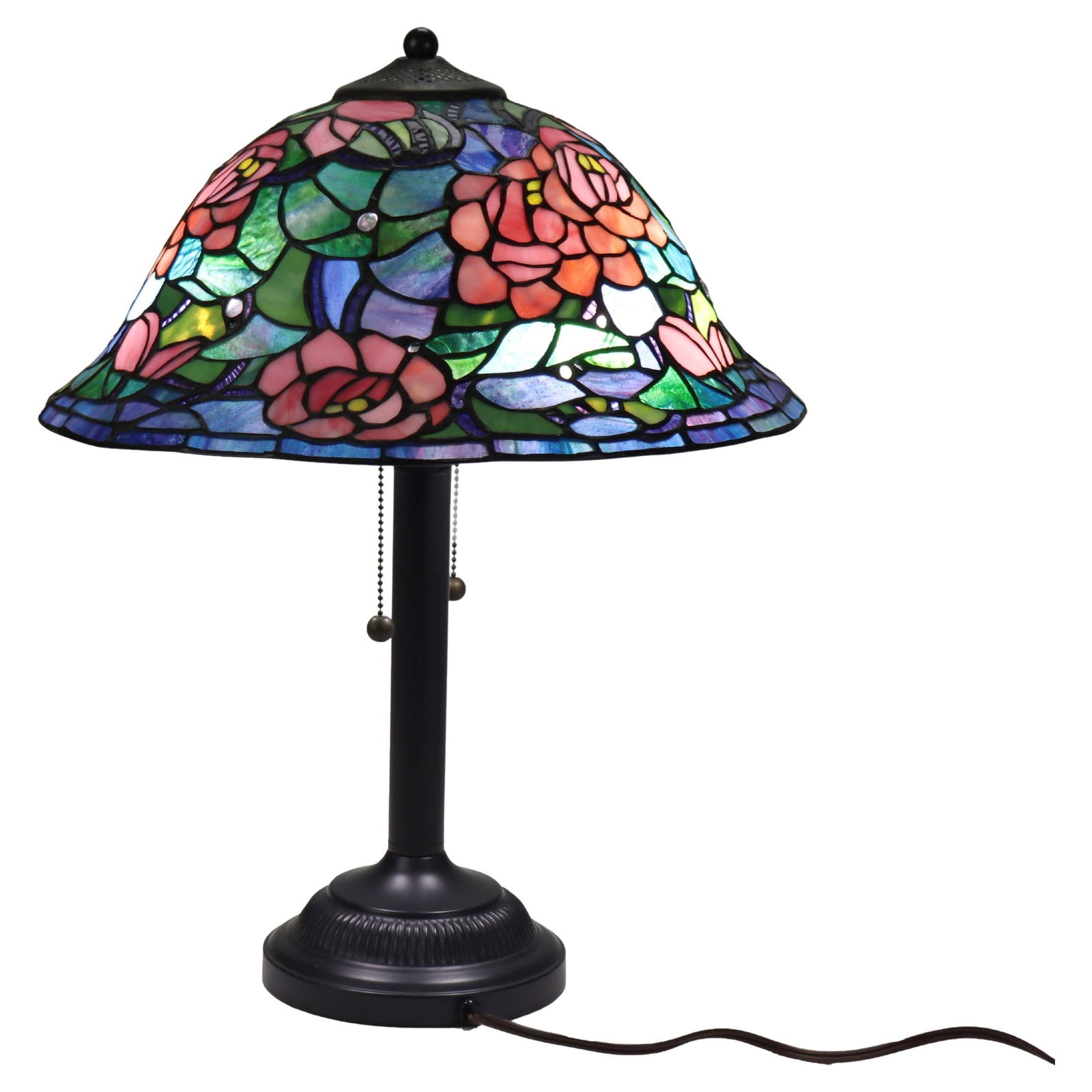 20th Century Arts & Crafts Leaded Stained Glass Table Lamp (1 of 9)