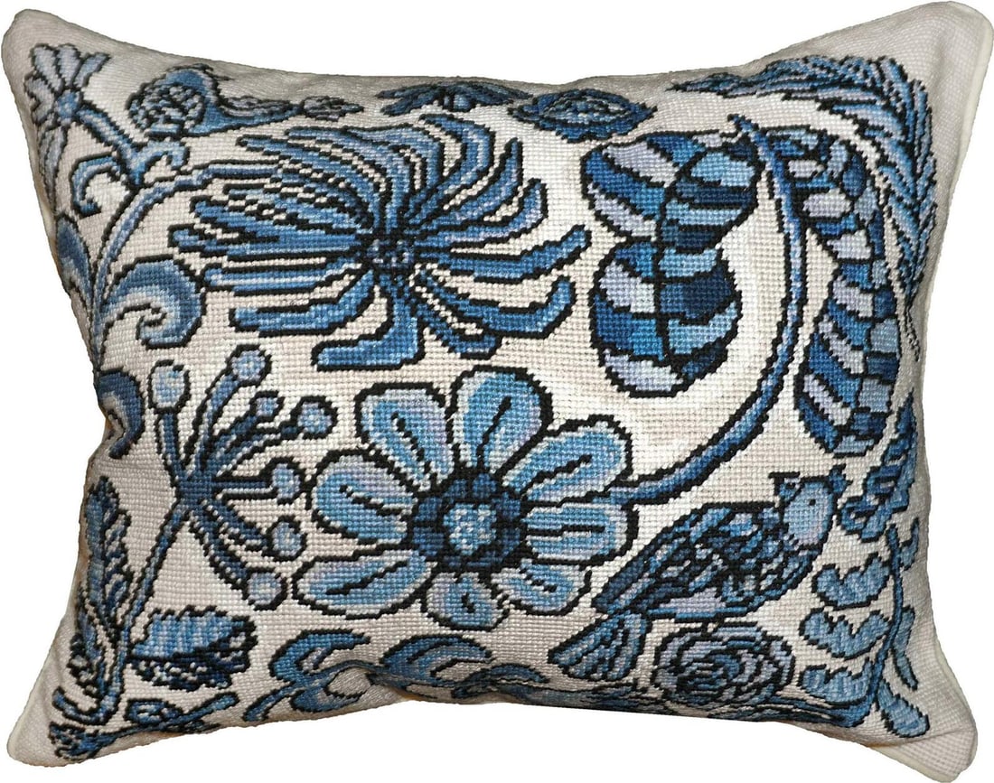 Handmade Delft Style Pillow Blue Cream Floral Design 18x18: Handmade Delft Style Pillow Blue Cream Floral Design 18x18 Introducing the Handmade Delft Pillow, a beautifully crafted piece that adds a touch of vintage charm to any space. This exquisite pillow fea