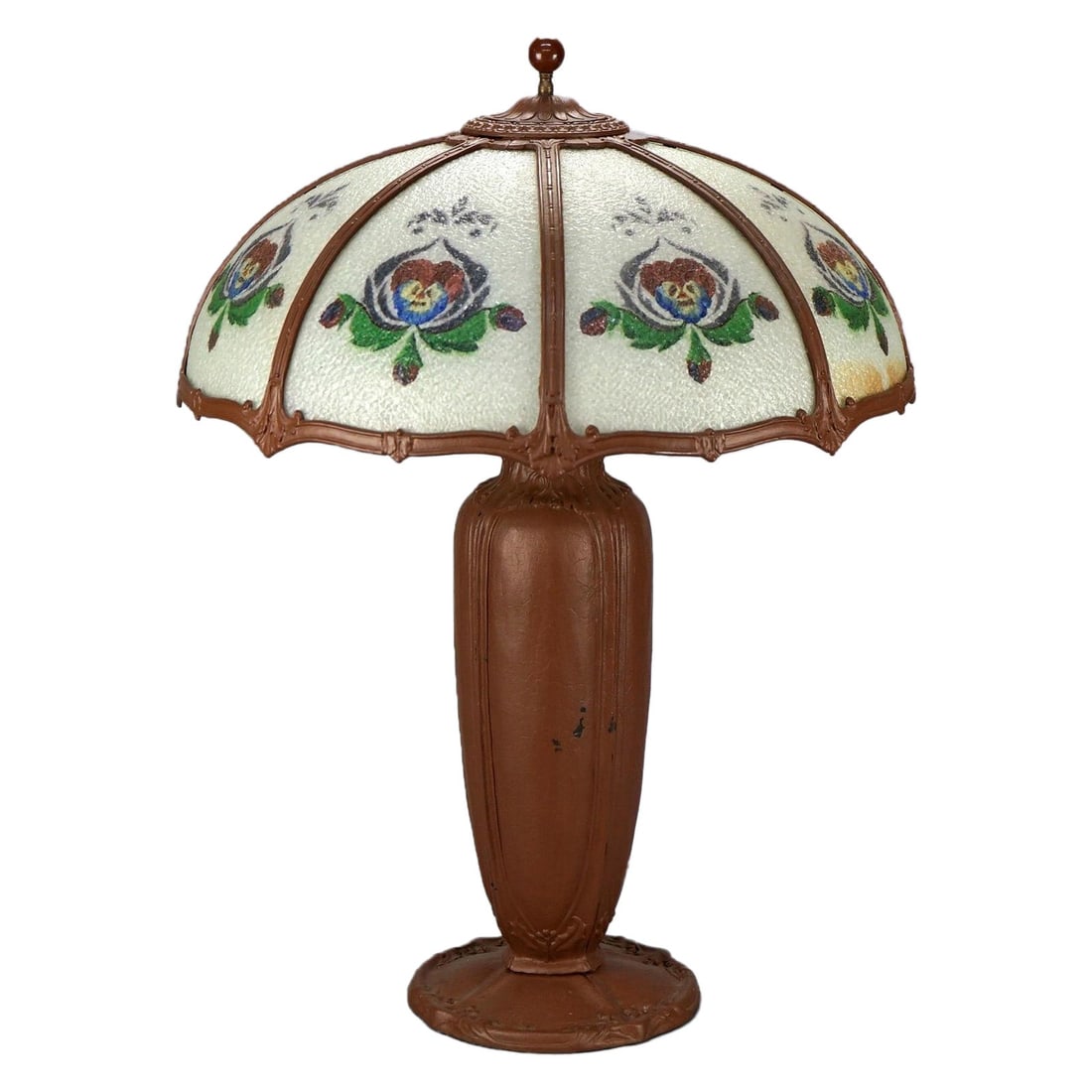 Oversized Antique Bradley & Hubbard Reverse Painted Lamp c1920 Arts and Crafts (1 of 12)