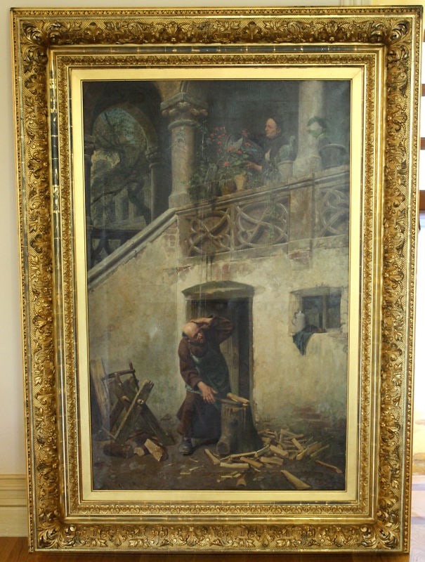 19th Century Oil Painting by Auguste Krause Monastery Scene Signed (1 of 11)