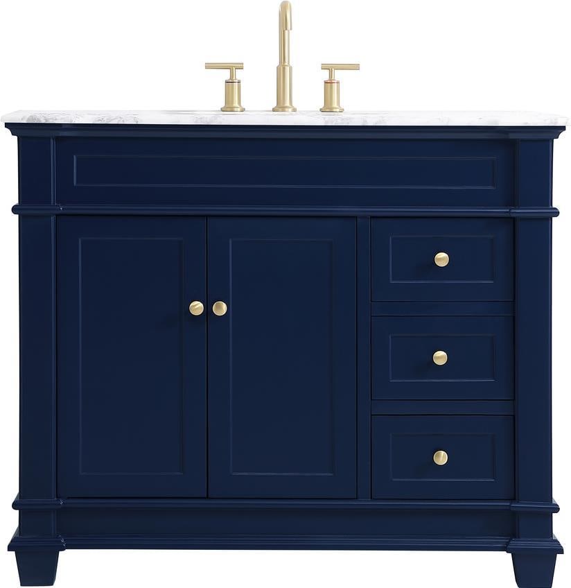 Elegant Lighting Blue Brush Gold Transitional Bathroom Vanity: Elegant Lighting Blue Brush Gold Transitional Bathroom Vanity This luxurious blue vanity offers a stylish and functional addition to your bathroom or dressing area. Made from a combination of MDF and