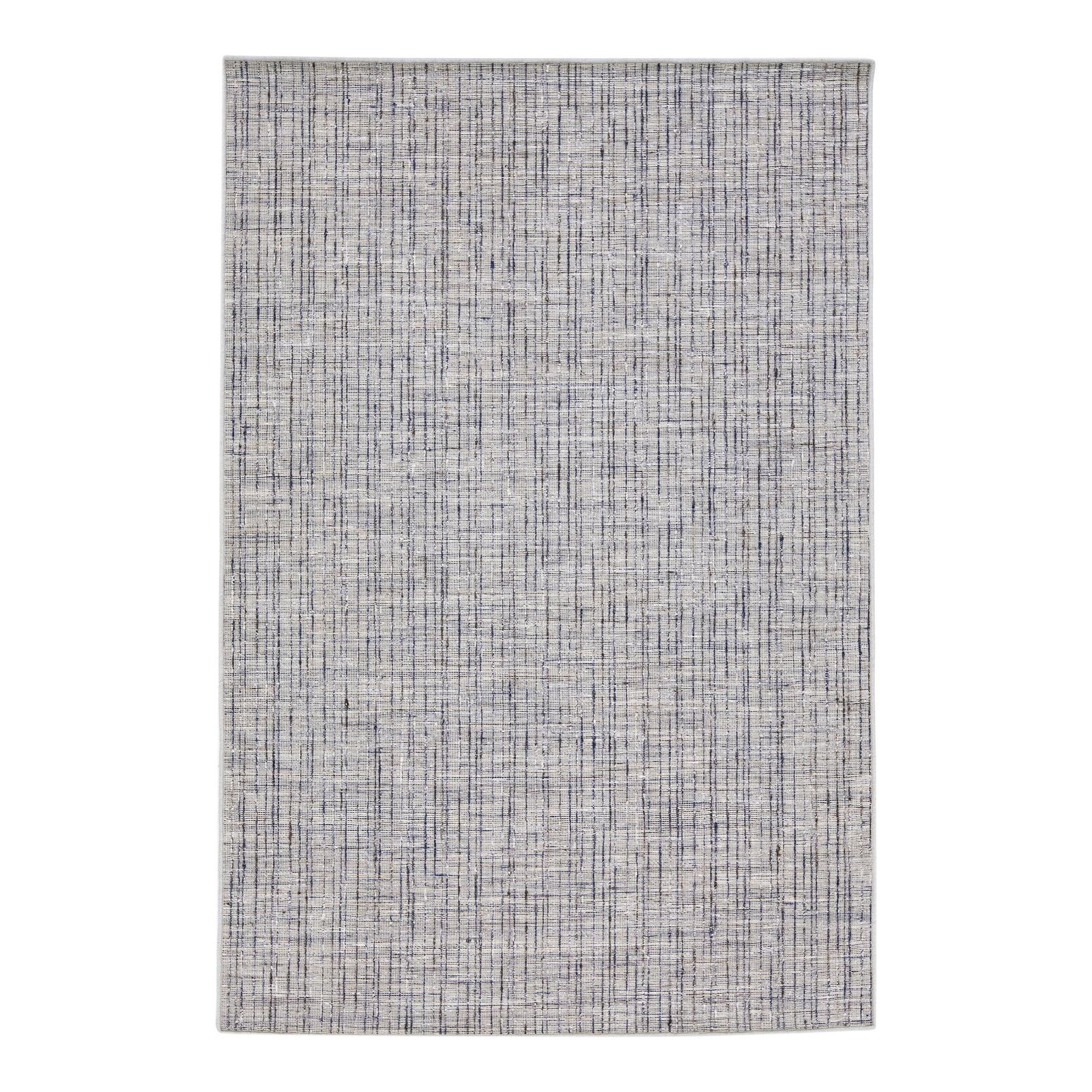 Gray Contemporary Hand Loomed Wool Rug with Strie Design 5'x7'6' (1 of 7)