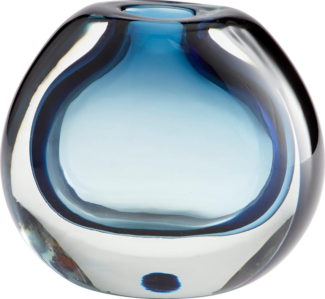 Cyan Jacinta Contemporary Blue Glass Vase 5.75H 4W 4.75D (1 of 5)