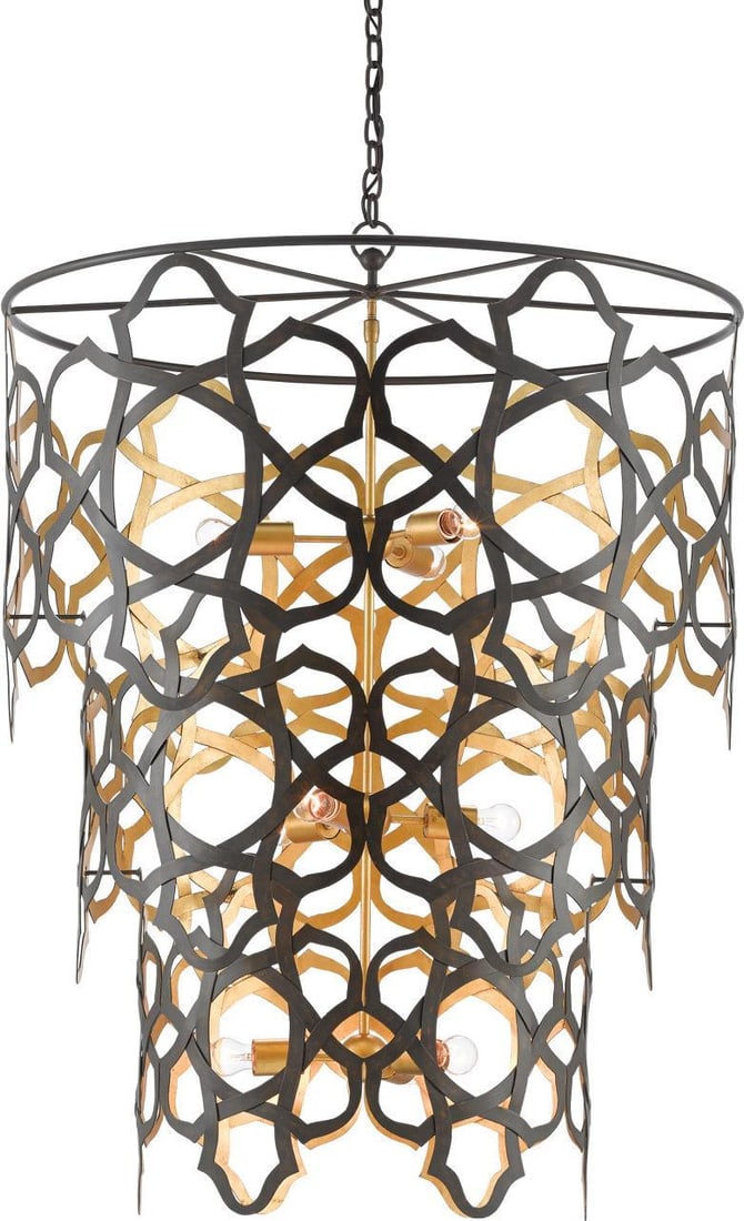 Currey Mauresque Chandelier Moroccan Style Wrought Iron 9 Bulbs (1 of 4)