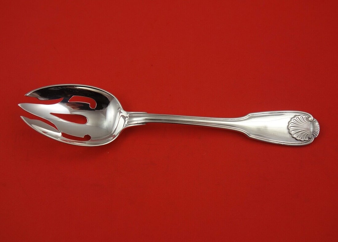 Christofle Vendome Arcantia Sterling Silver Pierced Serving Spoon 8 1/8" (1 of 2)