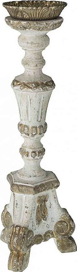 Provence Home Transitional Wood Candlestick 19.5H 7W Carved Design (1 of 1)