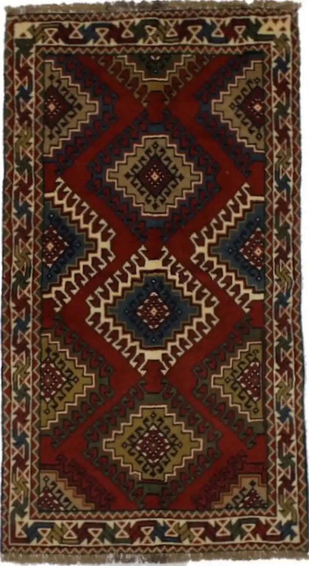 Handmade Wool Oriental Rug 3'4 x 6'3 Tribal Geometric Design (1 of 13)