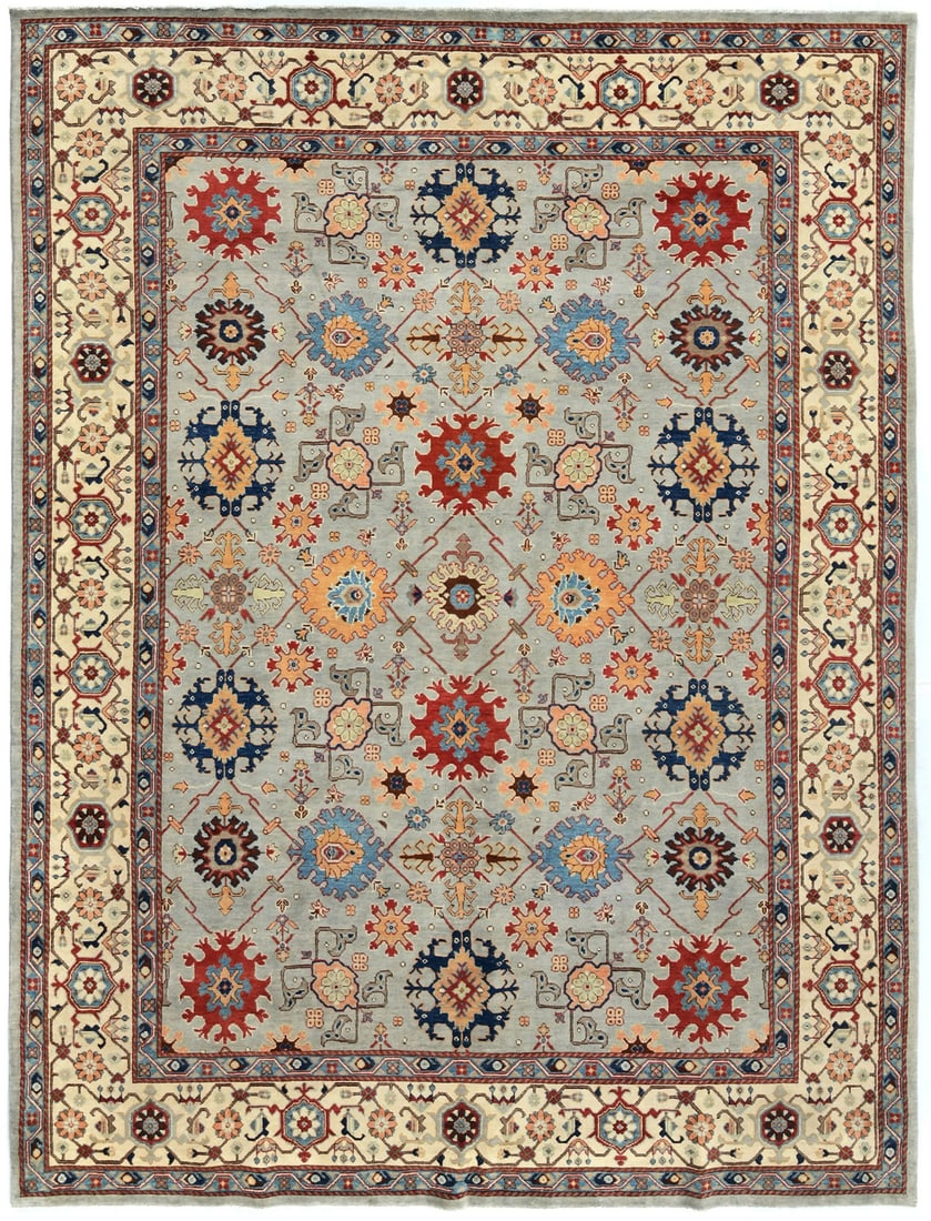 Handmade Kazak Serapi 9x12 Tribal Geometric Wool Area Rug (1 of 12)