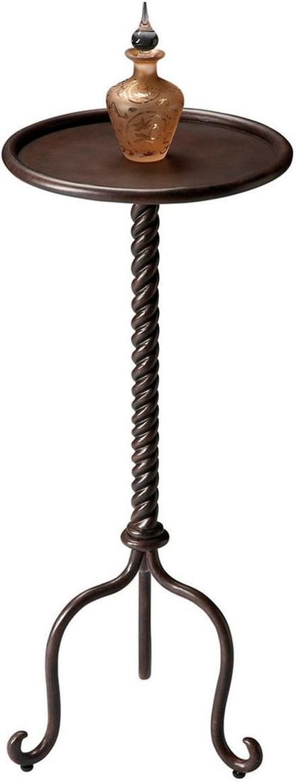 Butler Stylish Twist Round Side Table Alma Collection Metalworks Silver: Butler Stylish Twist Round Side Table Alma Collection Metalworks Silver Introducing the Stylish Twist Pedestal Side Table, a perfect blend of industrial style and modern aesthetics. Crafted from