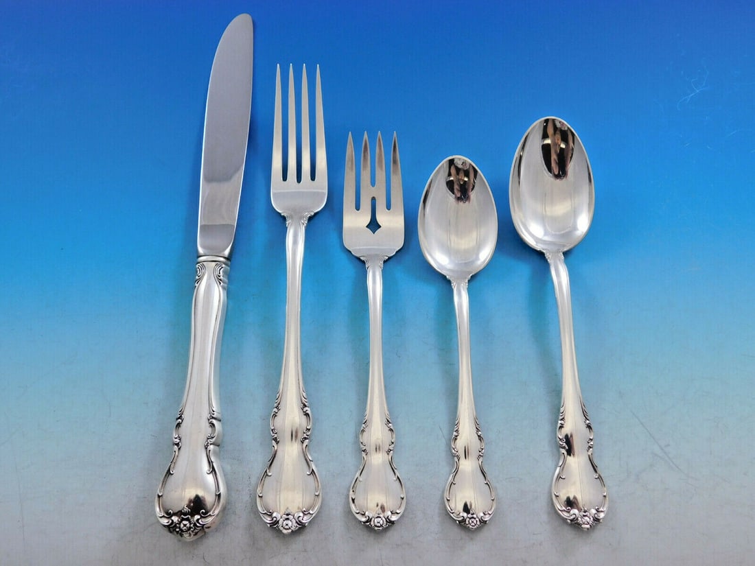 Towle French Provincial Sterling Silver Flatware Set 60 pcs for 12 with Storage Chest (1 of 7)