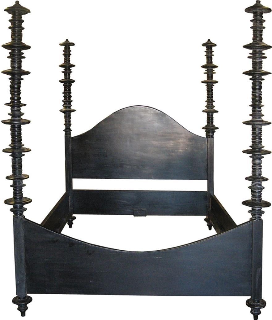 Victorian Style Noir Ferret Eastern King Bed in Hand-Rubbed Black (1 of 1)