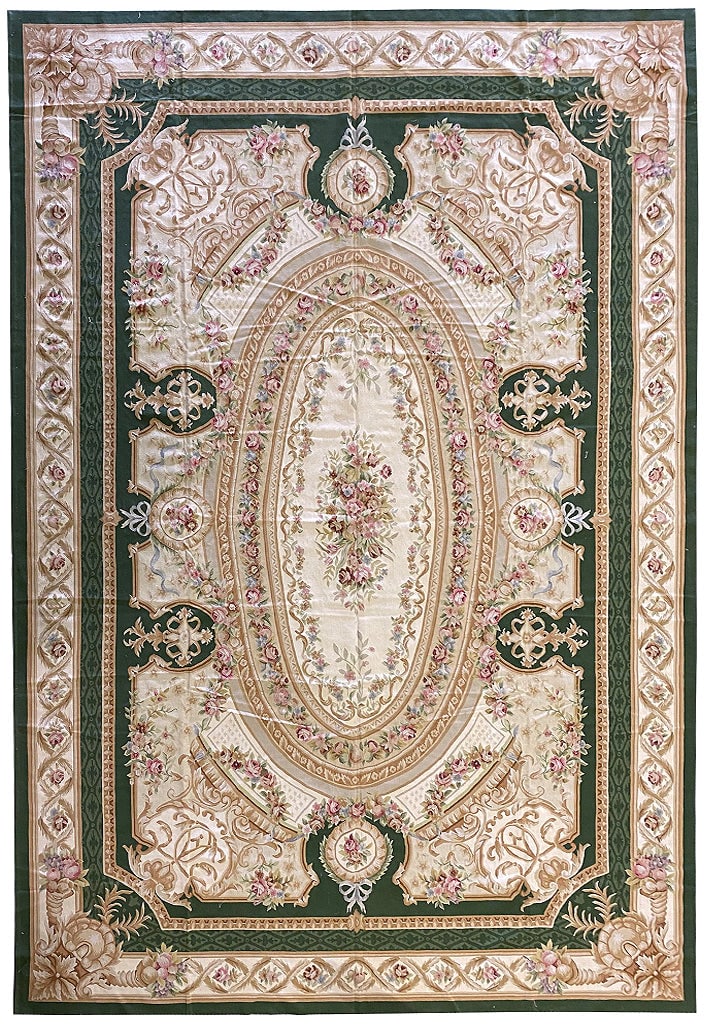 Elegant 12' x 18' Ivory Aubusson Hand-Knotted Area Rug (1 of 11)