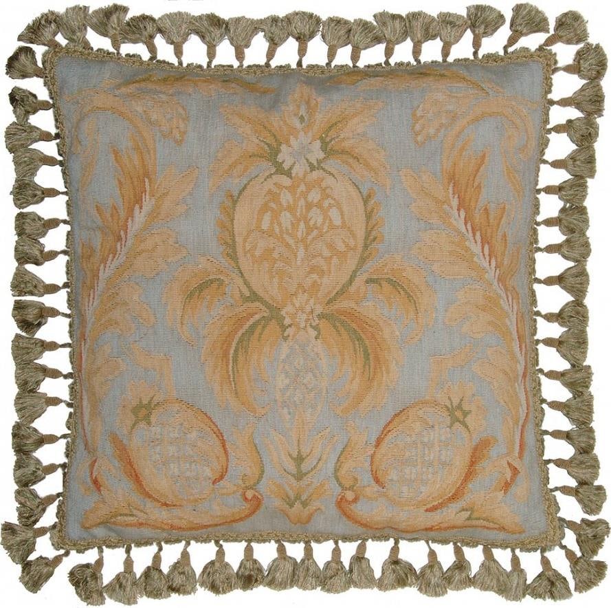 Elegant Aubusson Velvet Throw Pillow 22x22 Handmade Pineapple Design: Elegant Aubusson Velvet Throw Pillow 22x22 Handmade Pineapple Design Enhance your living space with this elegant Aubusson velvet throw pillow, featuring a charming pineapple design. Crafted from luxur