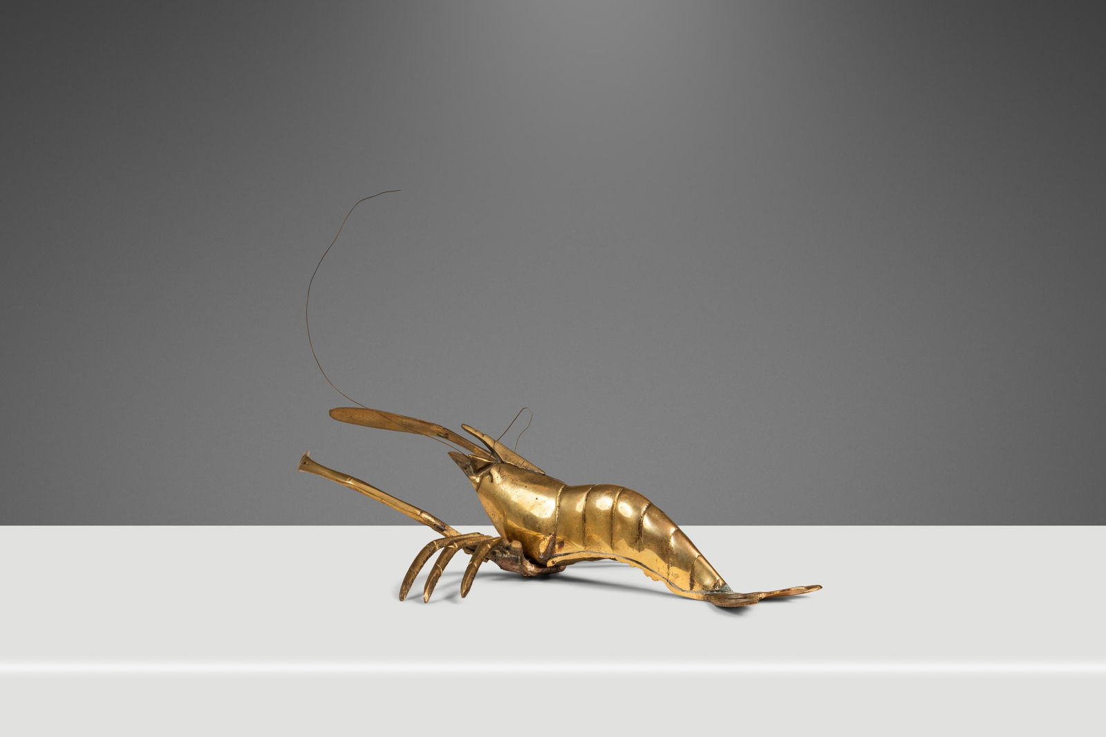 Vintage Mid-Century Modern Solid Brass Prawn Sculpture USA 1960s (1 of 10)
