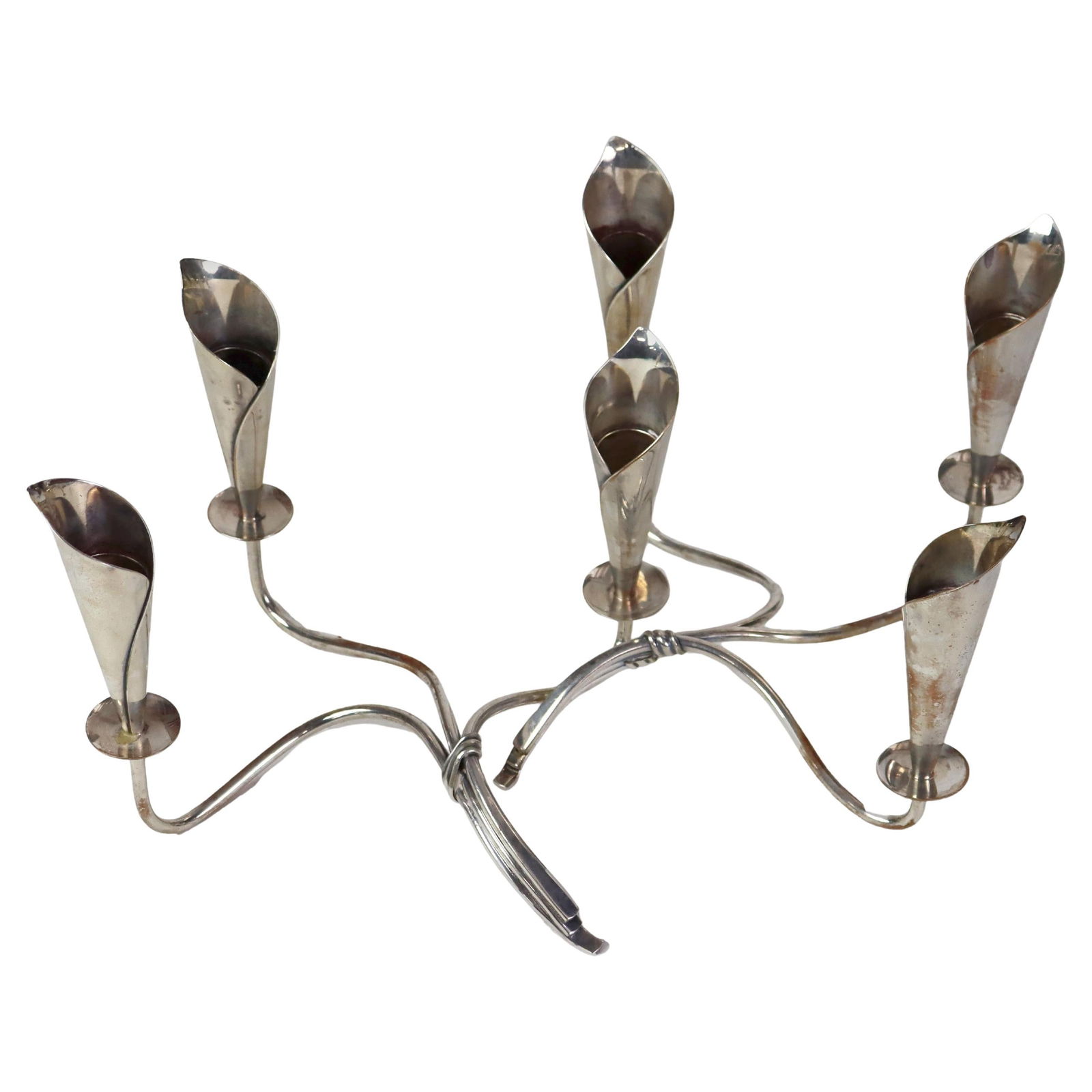 Vintage Danish Modern Silver Plate Candelabras Set of 2 C1950 (1 of 7)