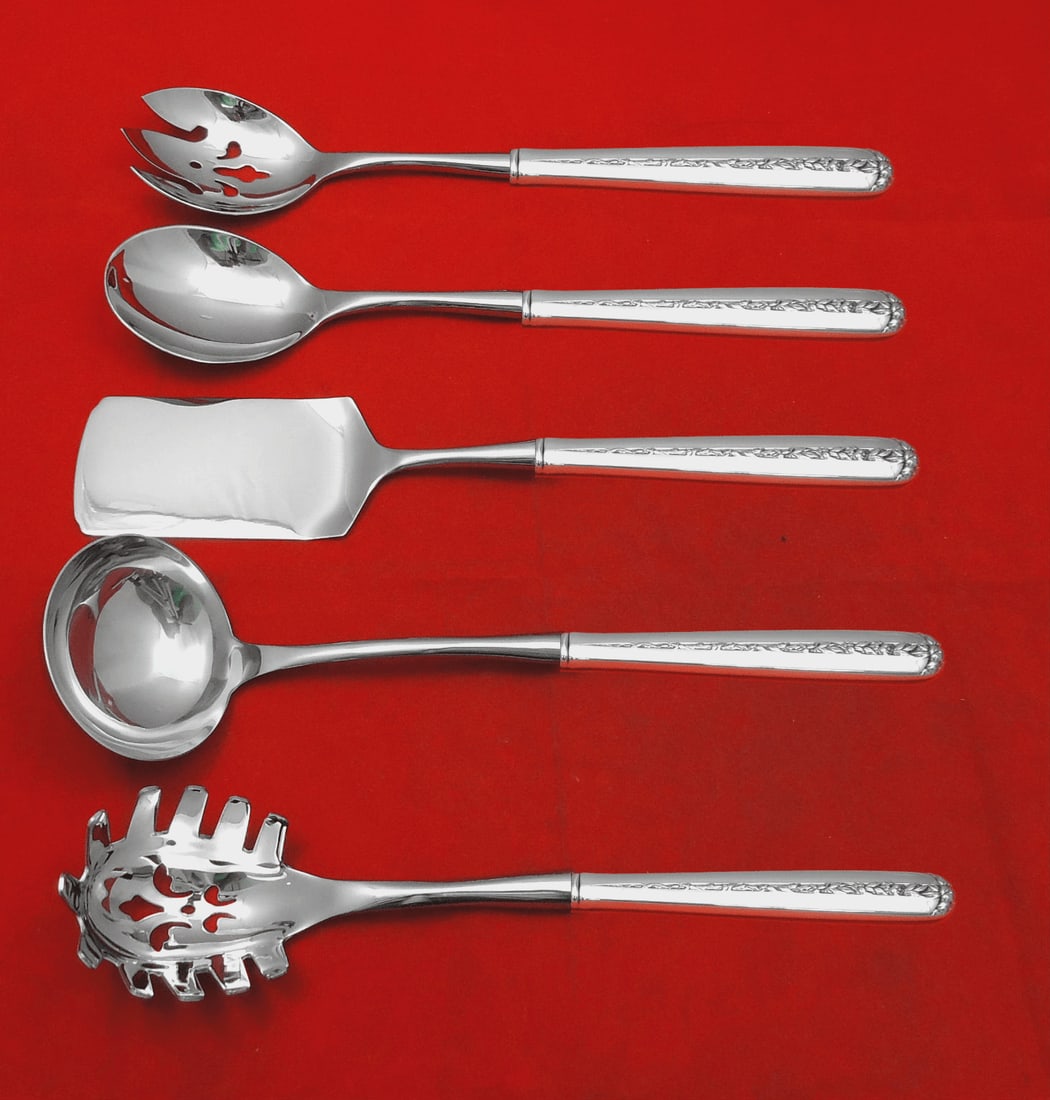 Towle Rambler Rose Sterling Silver 5pc Hostess Serving Set Custom Made: Towle Rambler Rose Sterling Silver 5pc Hostess Serving Set Custom Made Enhance your dining experience with this exquisite 5-piece Hostess Serving Set from the Rambler Rose pattern by Towle. Crafted fr