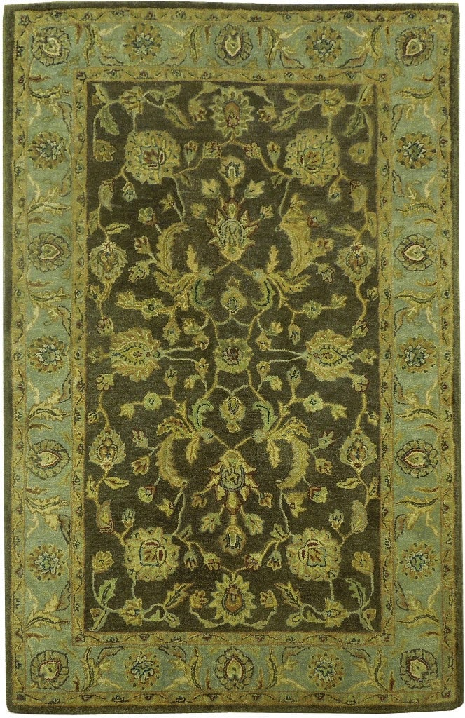 5' x 7'11" Handmade Olive Green Area Rug Geometric Design (1 of 6)