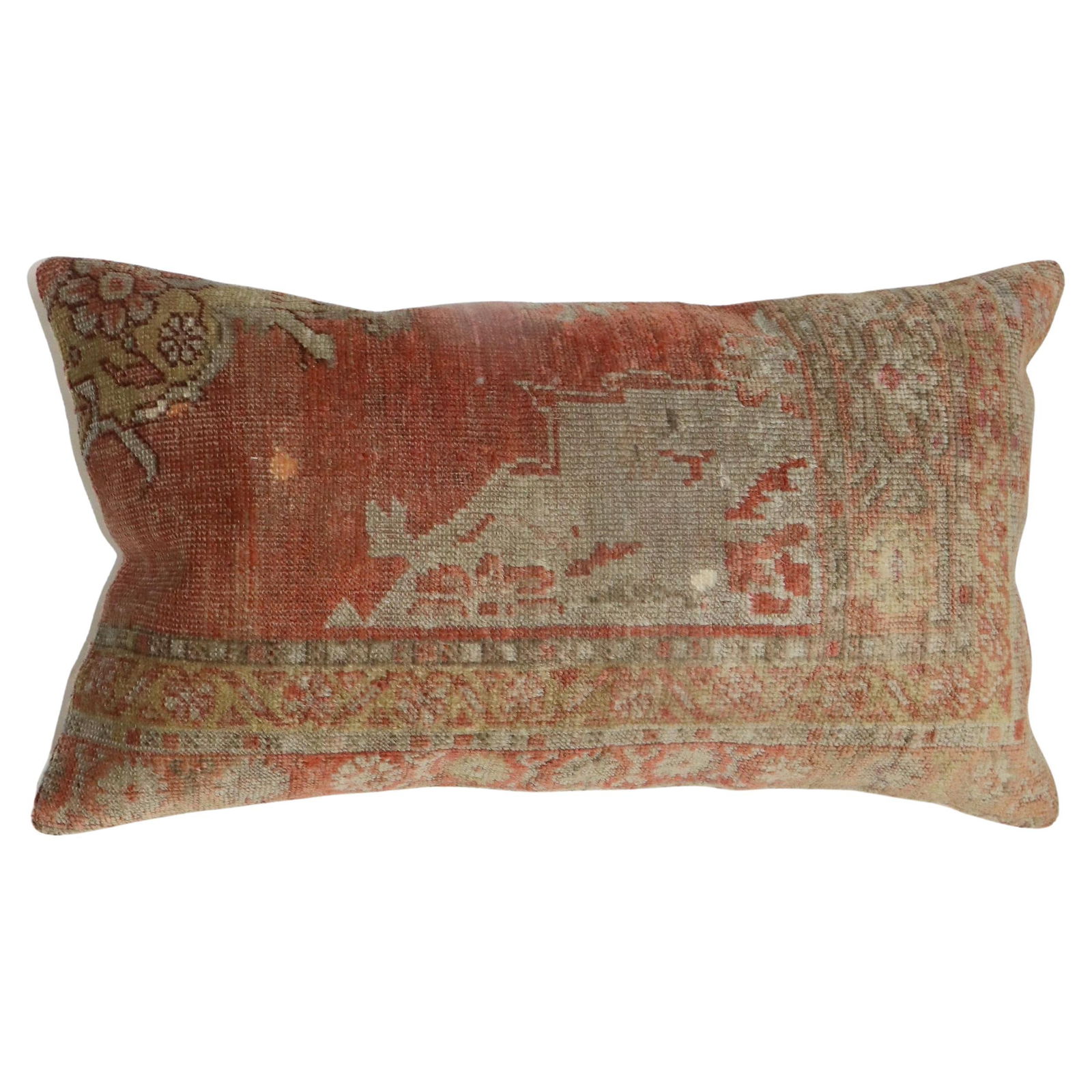 Zabihi Collection Large Antique Turkish Wool Rug Pillow Agra Style 1920s: Zabihi Collection Large Antique Turkish Wool Rug Pillow Agra Style 1920s Transform your living space with this stunning Large Antique Turkish Rug Pillow, a unique piece from the Zabihi Collection. Cra