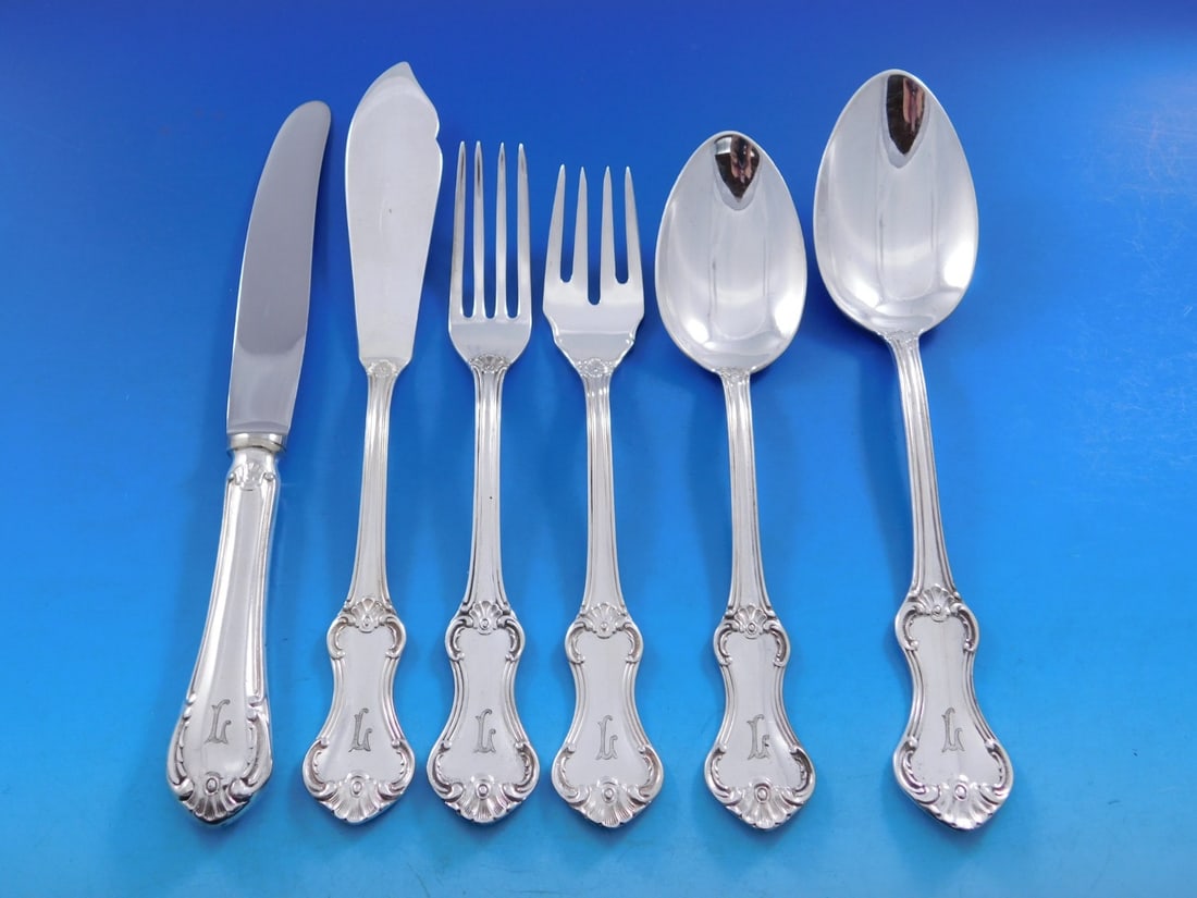 Patricia by Mema Silverplate Flatware Set 71 pcs with L Monogram (1 of 5)