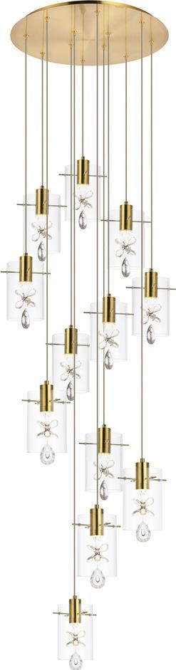 Elegant Lighting Hana Pendant Lamp Clear Crystal Gold Hollywood Regency (1 of 1)