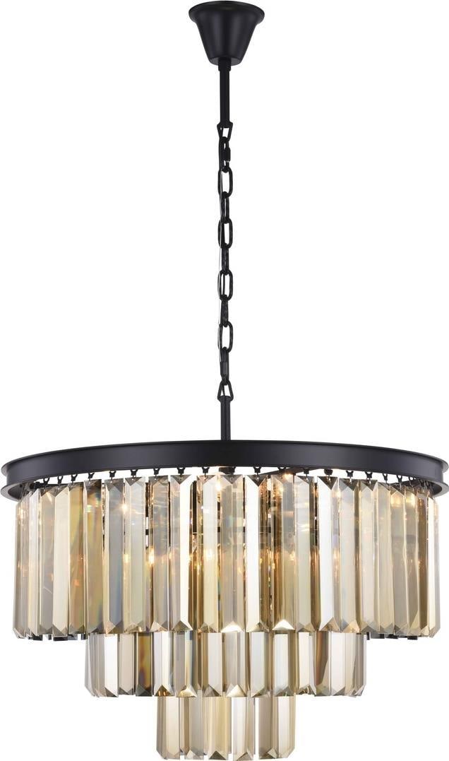 Elegant Lighting Sydney Pendant Light Matte Black Royal-Cut Crystal 6 Bulbs (1 of 1)