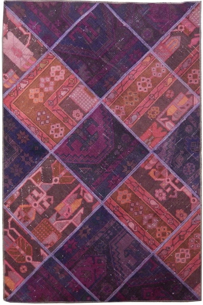 3'6 x 5'3 Multi-Color Antique Persian Patchwork Area Rug (1 of 6)
