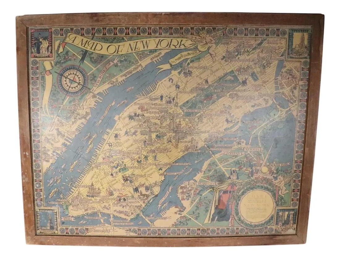 Russell Patterson 1939 Pictorial Art Deco New York City Map for r h Macy (1 of 10)