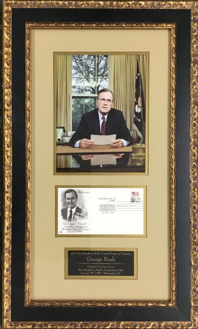 George H.W. Bush 1985 Original First Day Cover Custom Framed (1 of 8)