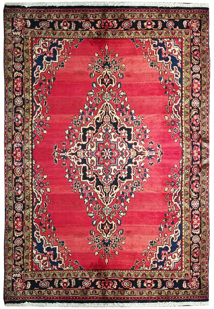 Vintage 4.6 x 6.8 Persian Kerman Sarouk Rug 1970s Handwoven Wool (1 of 10)