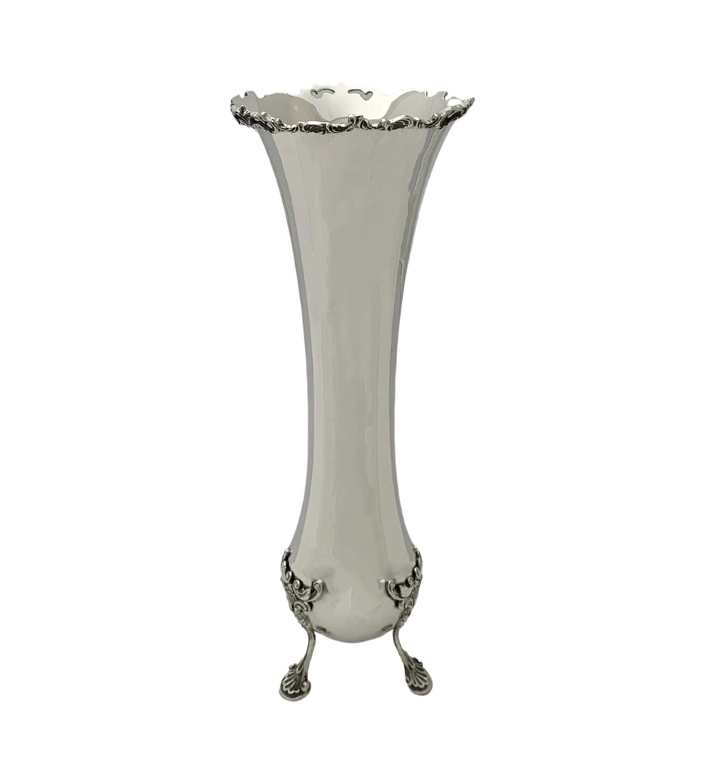 Handmade 925 Sterling Silver Modern Floral Shell Vase 12 Inches (1 of 3)