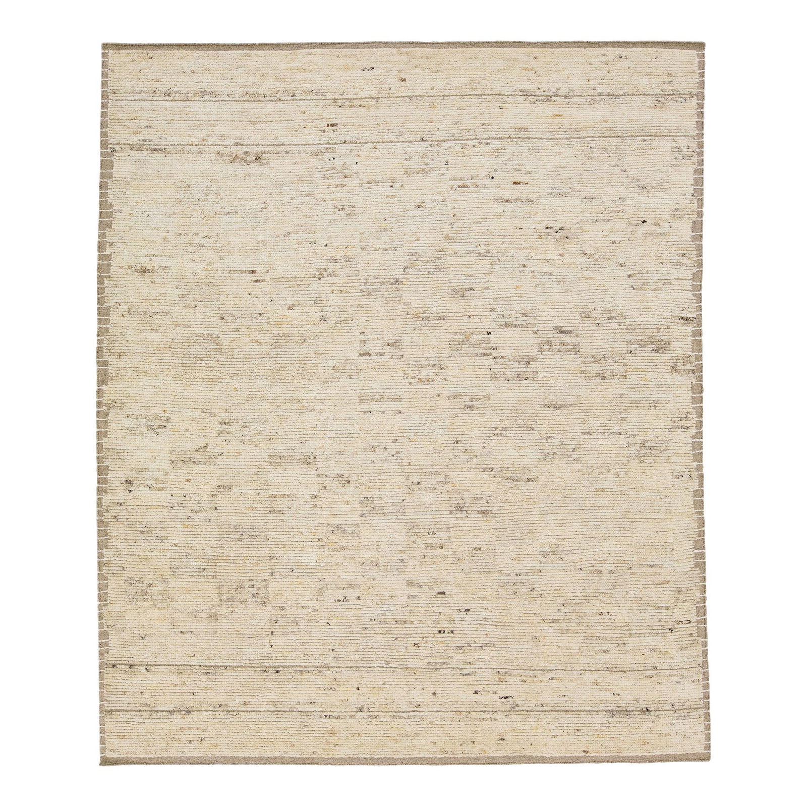 Handmade Moroccan Style Wool Rug 8' x 10' Beige (1 of 7)