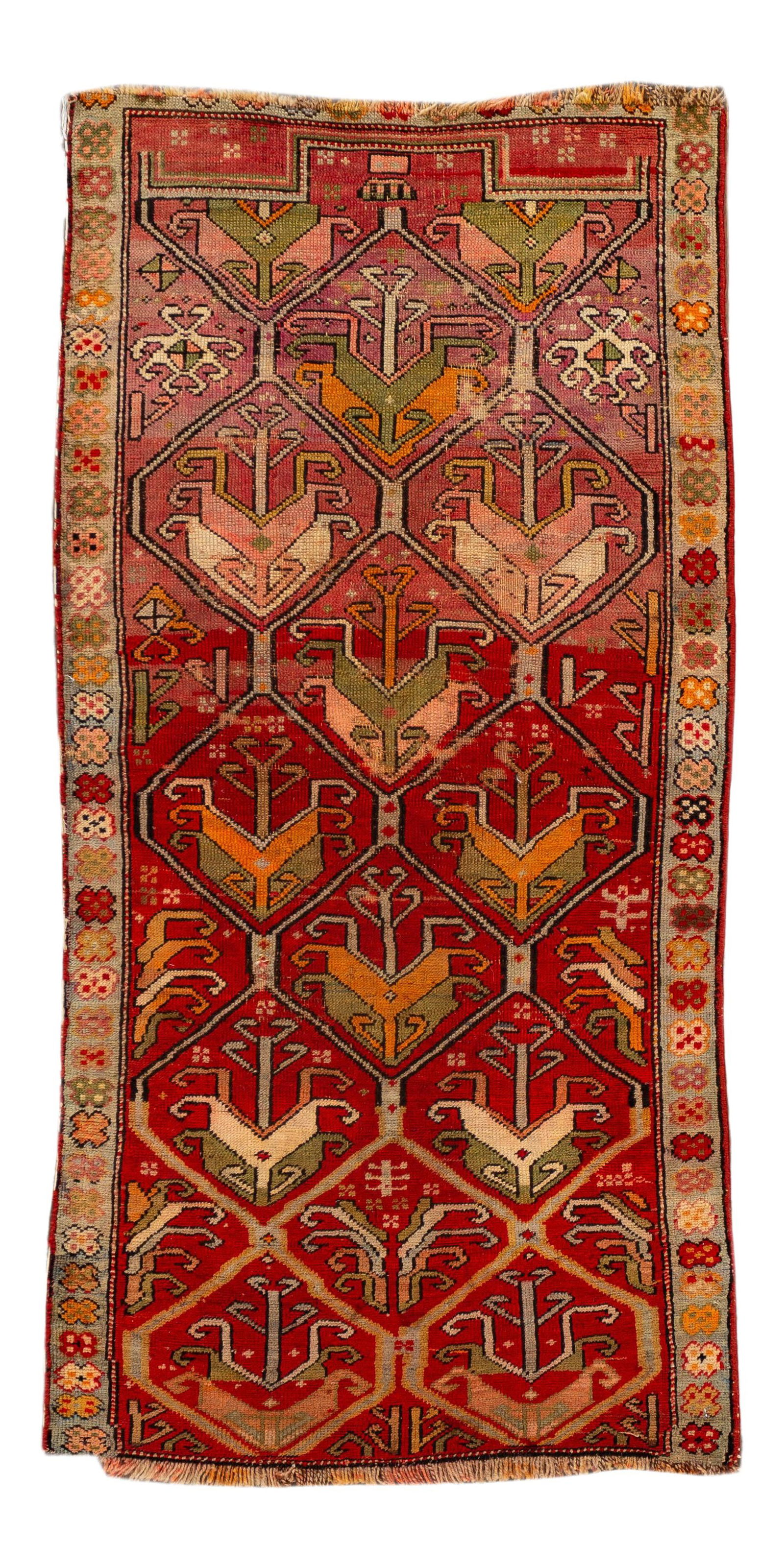 Vintage Persian Wool Rug 2'8" x 5'4" Floral Design Brick Red (1 of 9)