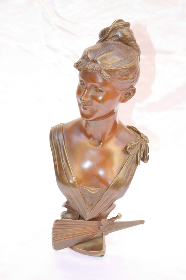 19th Century French Art Nouveau Bronze Bust by Ferrand (1 of 9)