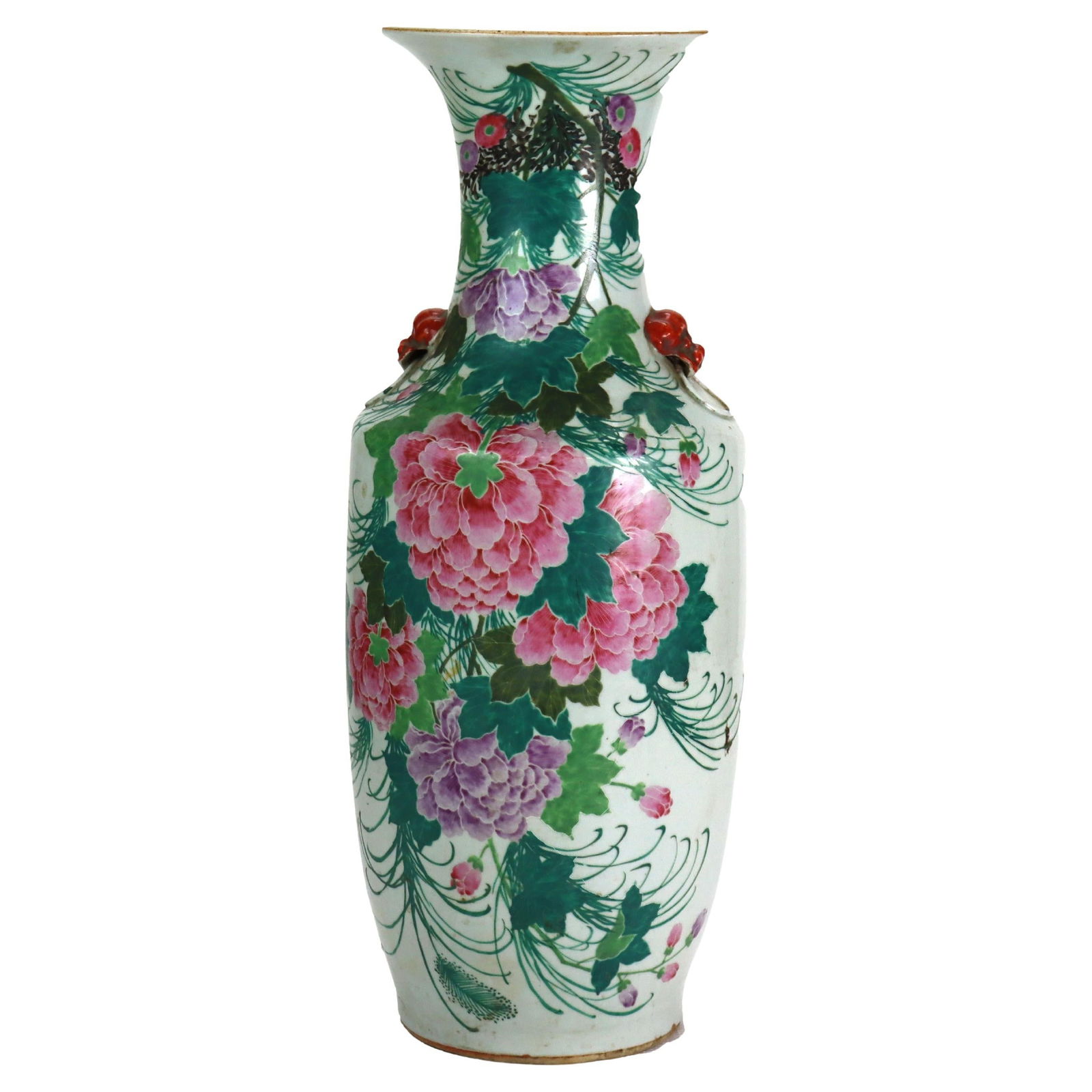 Antique Chinese Porcelain Vase c1890 Floral Calligraphy Signed (1 of 12)