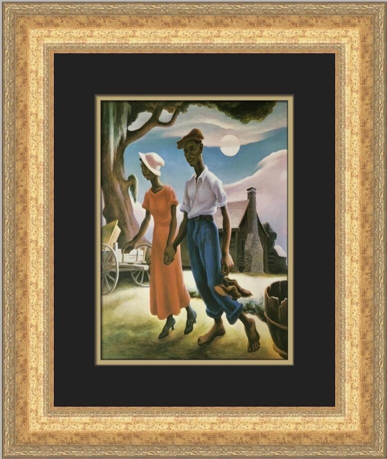 Thomas Hart Benton Romance Custom Framed Print 19x17 Expressionism Art: Thomas Hart Benton Romance Custom Framed Print 19x17 Expressionism Art This exquisite custom-framed print titled "Romance" by Thomas Hart Benton is a stunning representation of Expressionism, Impressi